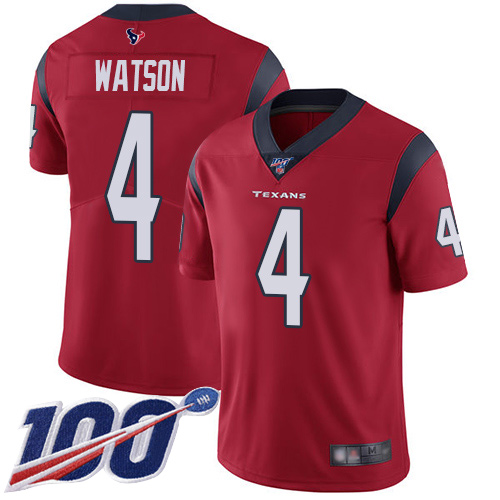 Houston Texans Limited Red Men Deshaun Watson Alternate Jersey NFL Football #4 100th Season Vapor Untouchable
